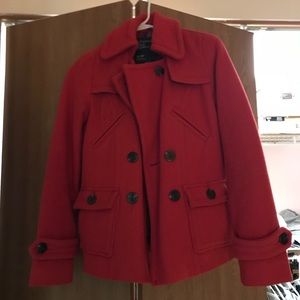 Red Wool American Eagle Pea Coat
